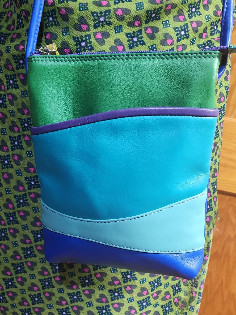 Green & Blue Colorblock Crossbody Bag — Sleek Everyday Carry